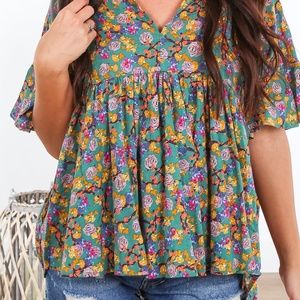 SOLD OUT New Umgee Floral Babydoll Top S-M-L